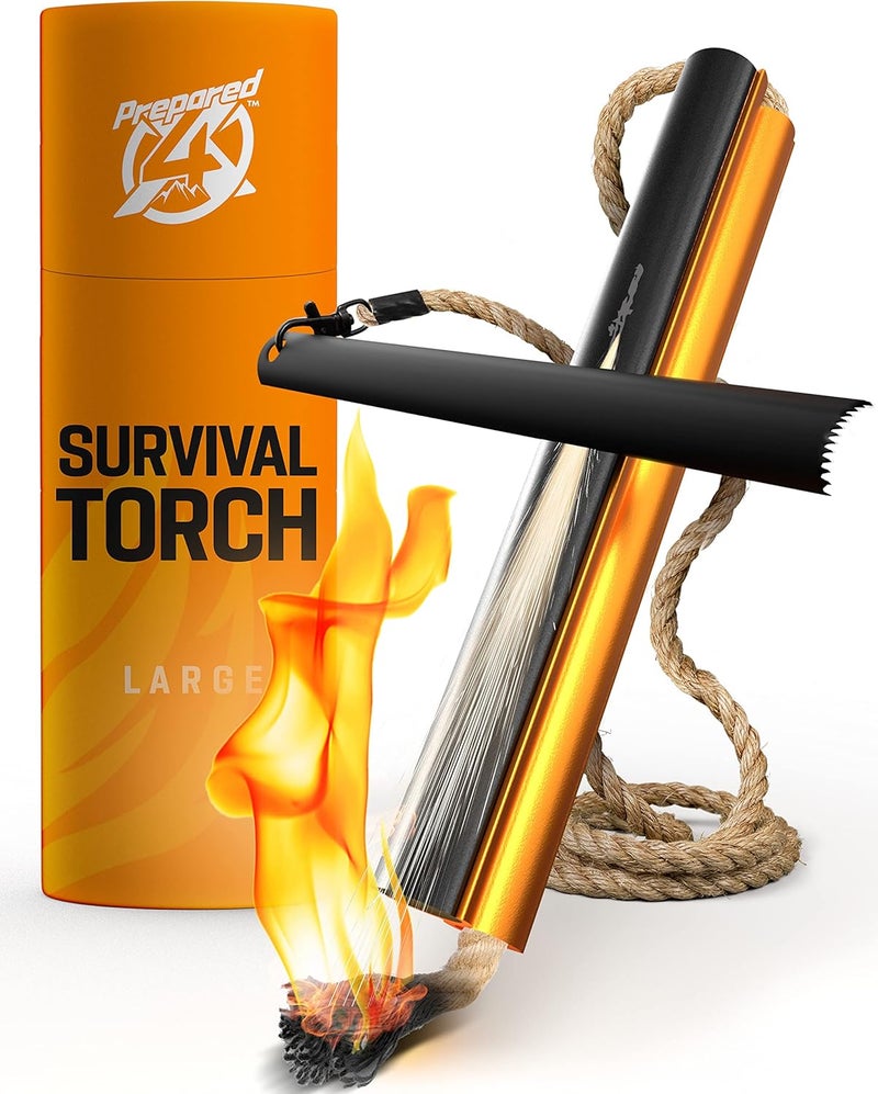 PREPARED4X Fire Starter Survival Tool - All-in-One Flint and Steel Fire Starter Kit - Ferro Rod Fire Starter with 36" Waterproof Tinder Wick Rope and Steel Fire Striker - Patented Firestarter | - Image 1